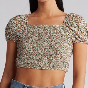 Maaji Ditsy Duo Riley Smocked Crop Top Medium